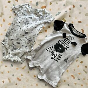 Simple Black and White Animal Print Bodysuits